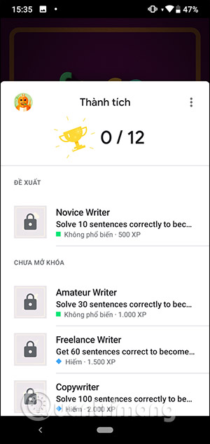 Thành tích đạt được