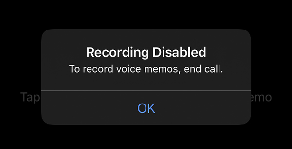 Can't record while on a phone call 