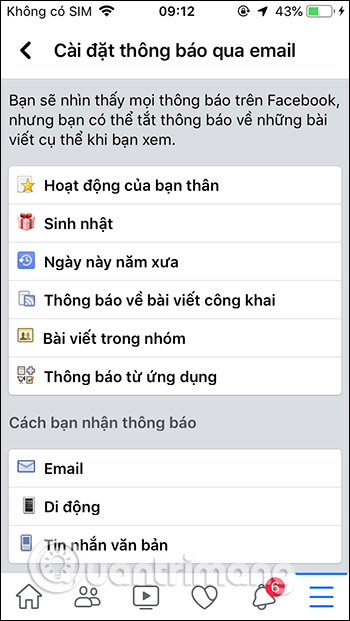 Các nội dung thông báo