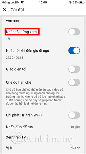 Hiện thời gian nhắc bạn đi ngủ