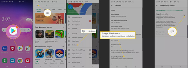 Các bước kích hoạt Google Instant Apps