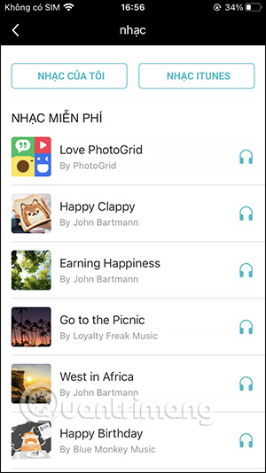 Chọn nhạc trong album