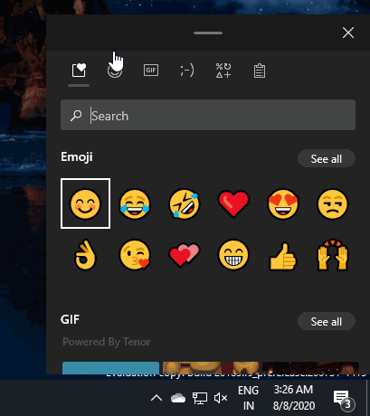 Bảng clipboard được tích hợp với bảng emoji