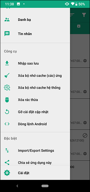 Tùy chọn ứng dụng