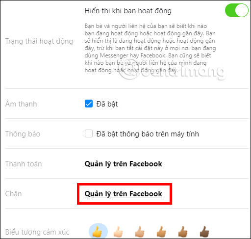 Quản lý chặn trên Facebook