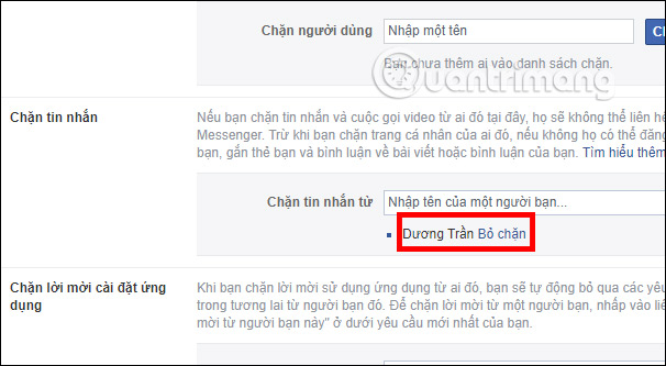 Bỏ chặn tin nhắn