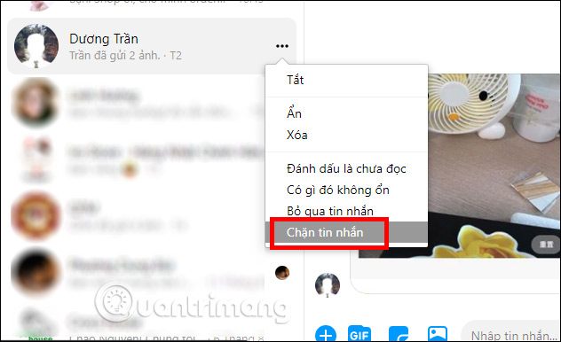 Chặn tin nhắn Messenger web