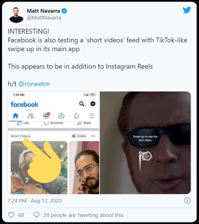 Facebook đang thử nghiệm tính năng y hệt TikTok trên ứng dụng chính của mình