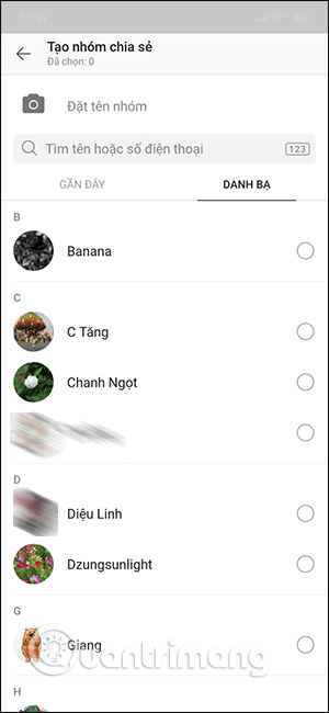Chia sẻ qua Danh bạ