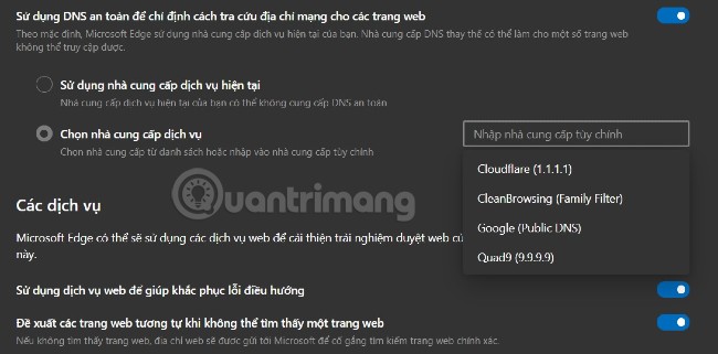 DNS tích hợp sẵn trong Microsoft Edge mới