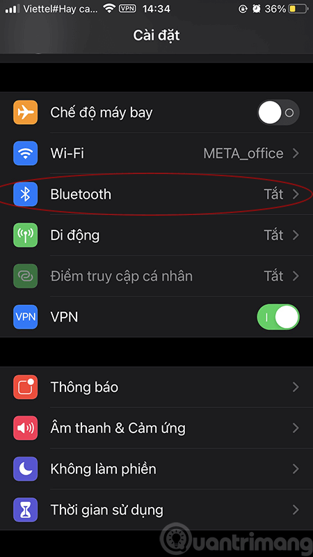 Cài đặt Bluetooth trên iPhone