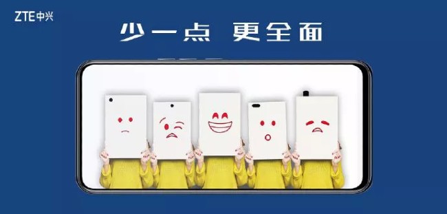 Mặt trước của máy với hình ảnh chế giễu các mẫu smartphone với thiết kế camera trước đục lỗ, thò thụt