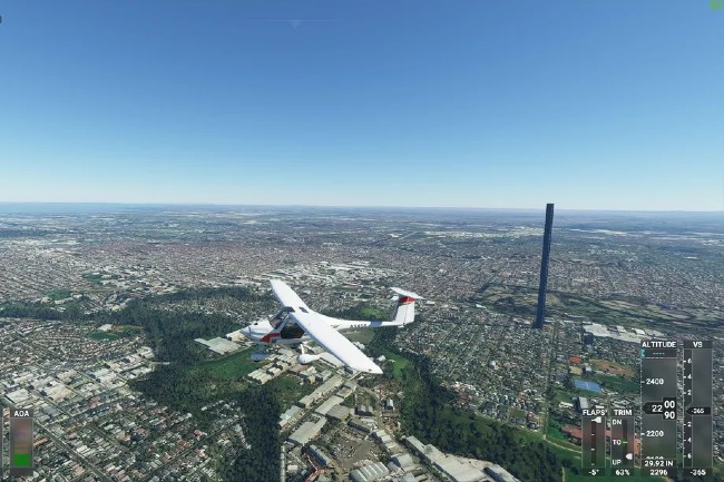 Lỗi đánh máy biến tòa nhà 2 tầng thành cao ốc chọc trời 212 tầng trong game Flight Simulator