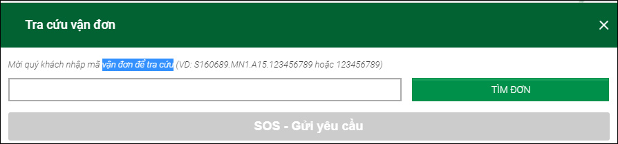 Nhập mã vận đơn