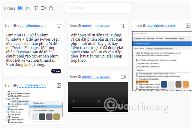 Giao diện quản lý