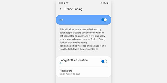 Tính năng Offline finding mới