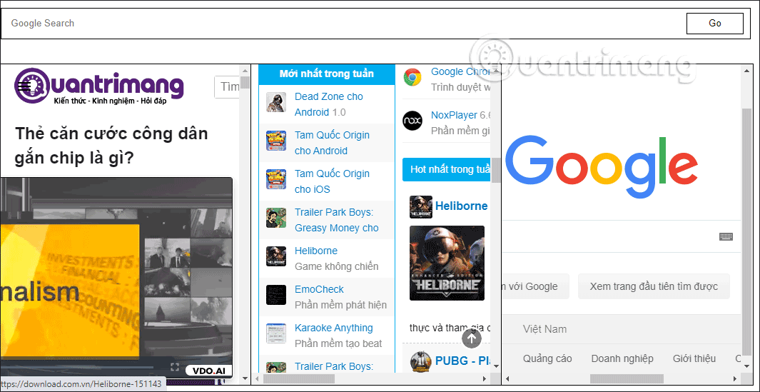 Giao diện duyệt web