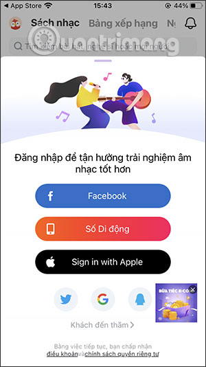 Đăng nhập ứng dụng