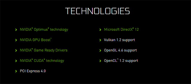 Các công nghệ tích hợp trên GeForce MX450