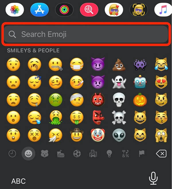 The emoji search box 