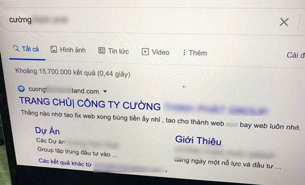 Website một công ty bất động sản đã bị lập trình viên thay đổi nội dung mô tả