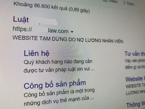 Website một công ty luật tại Hà Nội cũng bị khóa với lý do nợ lương nhân viên