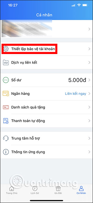 Thiết lập tài khoản