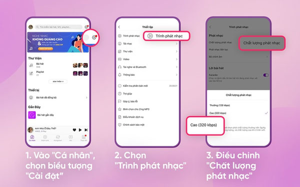 Nghe nhạc chất lượng 320Kbps trên Zing