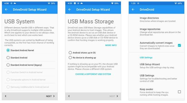 Kiểm tra cài đặt USB DriveDroid