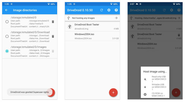 Mount ISO Windows 10 vào DriveDroid