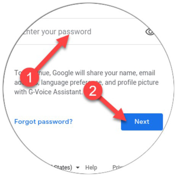 Nhập mật khẩu và bấm Next