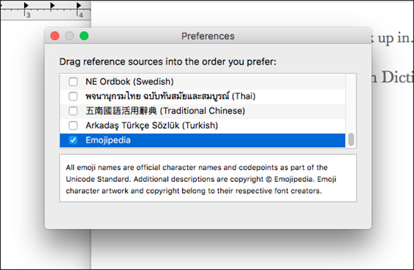 Đánh dấu vào ô Emojipedia