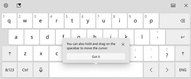 Windows 10 sắp có khả năng điều khiển con trỏ bằng phím space giống như iOS