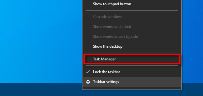 Nhấp chuột phải vào thanh tác vụ và chọn “Task Manager” từ menu pop-up