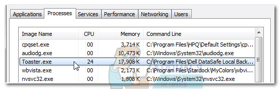 Toaster.exe chủ yếu được xác định là một tiến trình thuộc phần mềm DataSafe Local Backup của Dell