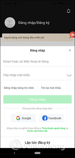 Chọn tài khoản