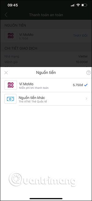 Chọn nguồn tiền khác