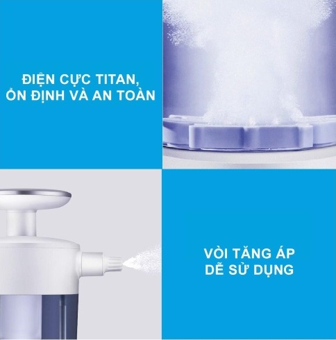 Bình điện phân phun sương diệt khuẩn Ultty SKJ-CRS01 có điện cực titan hoạt động ổn định.