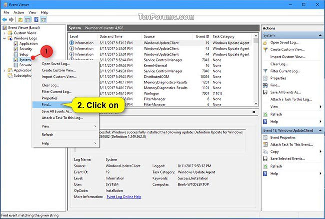Nhấp chuột phải vào System, rồi nhấn vào Find