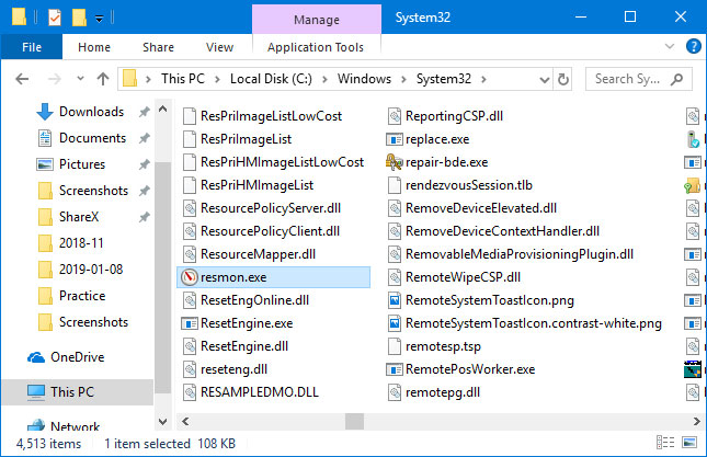 Mở Resource Monitor bằng cách chạy file thực thi
