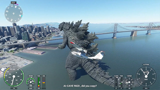 Godzilla xuất hiện trong Microsoft Flight Simulator