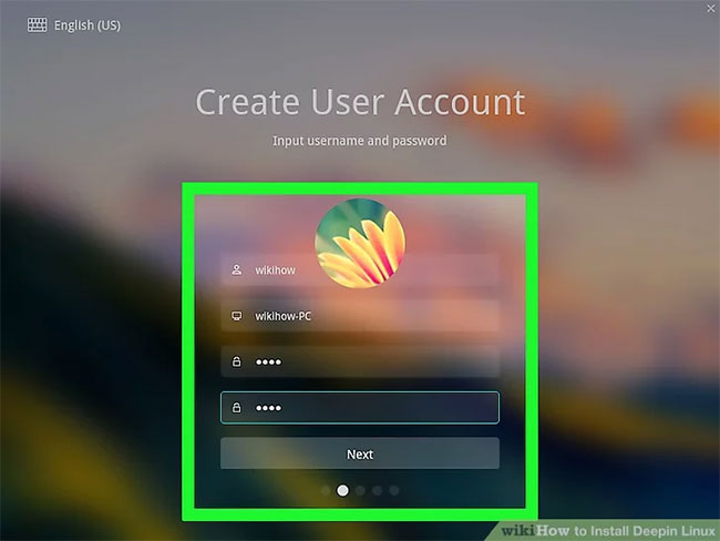 Tạo tài khoản người dùng với tên và mật khẩu bạn chọn