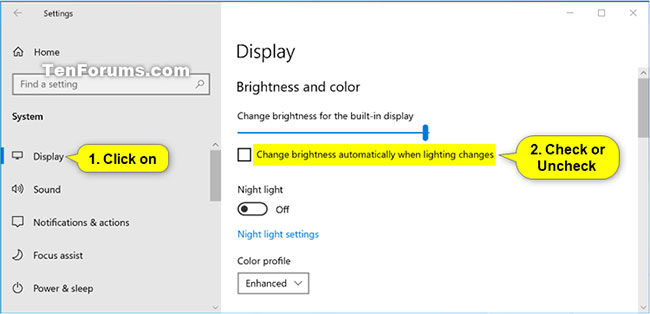 Tắt tính năng tự điều chỉnh độ sáng màn hình trong Settings