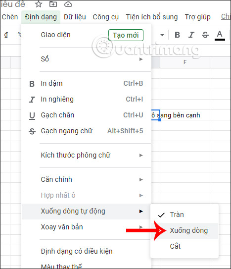 Cách khắc phục chữ tràn ô trong Google Sheets - Ảnh minh hoạ 2