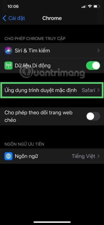Các bước thiết lập Google Chrome làm trình duyệt mặc định trên iOS 14