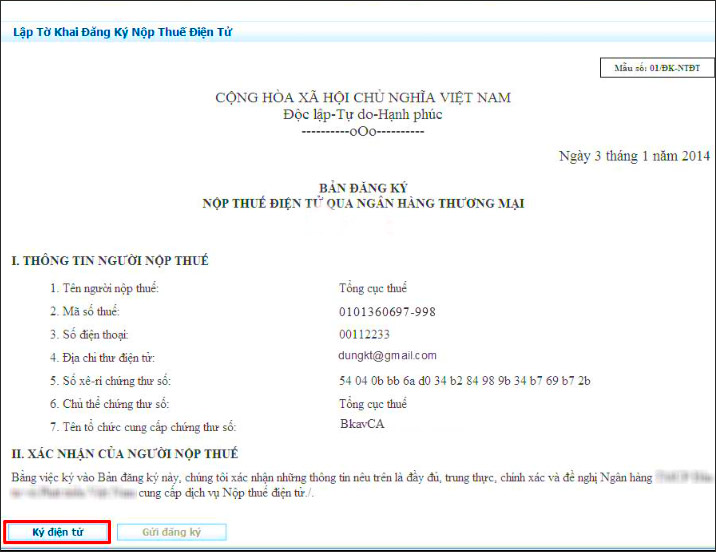 Lập tờ khai đăng ký nộp thuế điện tử