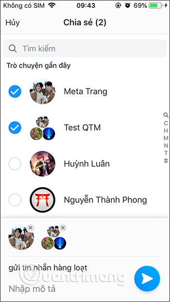 Chọn người muốn gửi