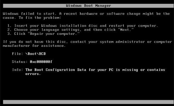 Cách khắc phục lỗi boot BCD trên Windows Server 2012