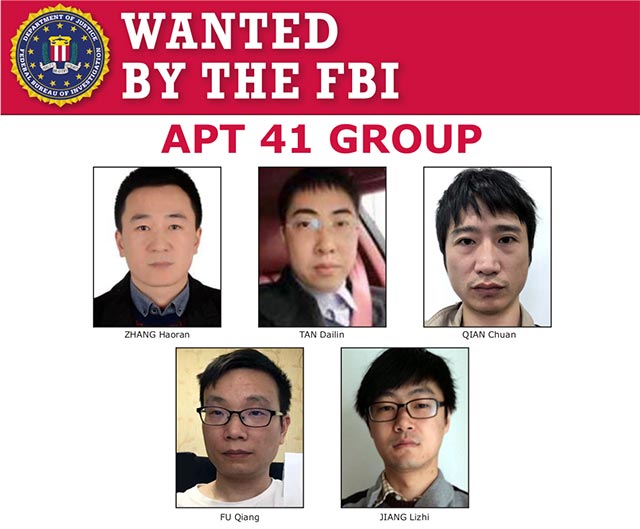 5 thành viên APT41 bị bị nã bởi FBI